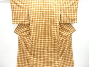 格子織り出し手織り真綿紬着物